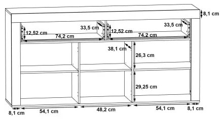 Comoda Garage, Spatiu Generos de Depozitare cu 3 Usi si 2 Sertare, Gri Inchis Beton Si Lemn Vintage, 175.7 x 41 x 88.3 Cm