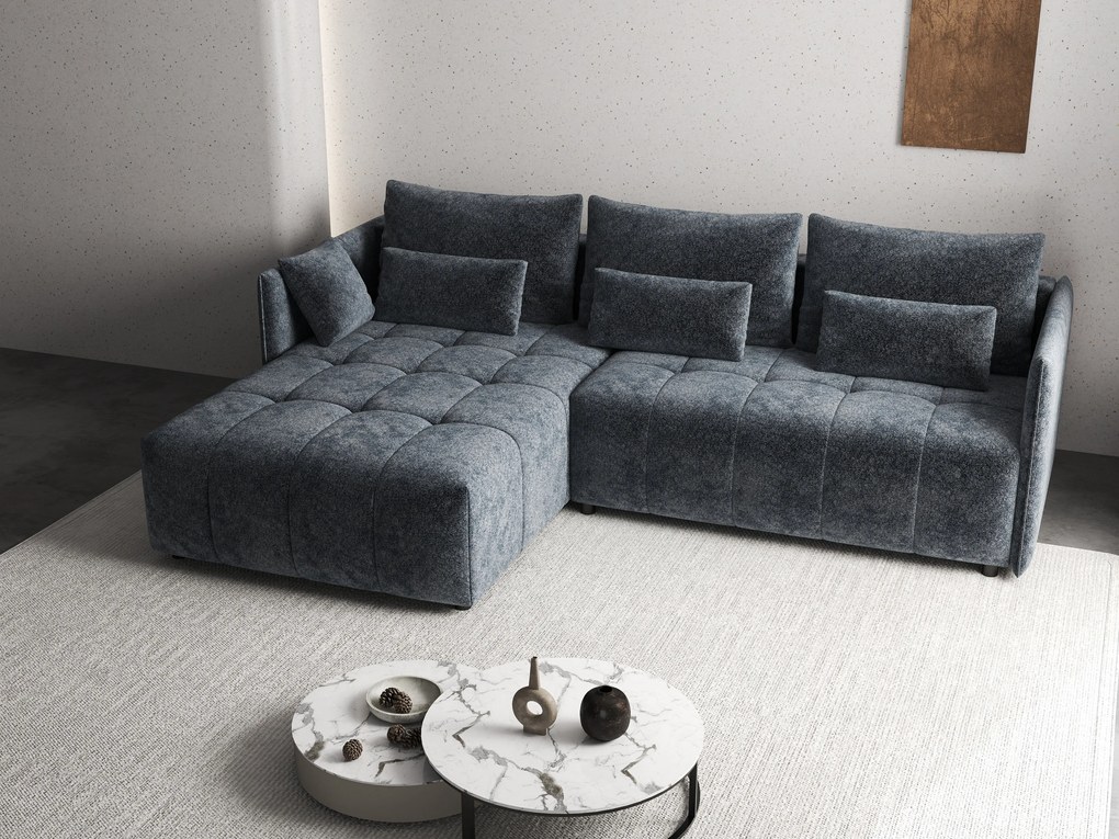 Colțar extensibil dumonde cu ladă de depozitare si sezut confortabil din spuma high-density, Malta Euphoria Grafit 235x185 cm