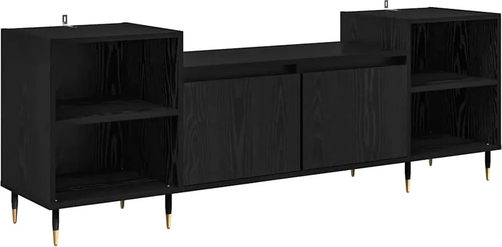vidaXL Cabinet TV Stejar Negru 160 x 35 x 55 cm Lemn compozit