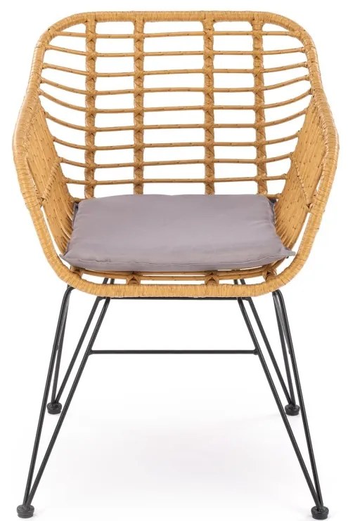 Scaun rattan K541 natur/gri