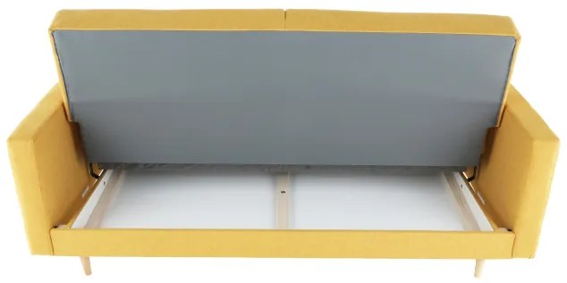 Set complet tapitat de canapea cu fotoliu, tesatura de culoare mustar, AMEDIA