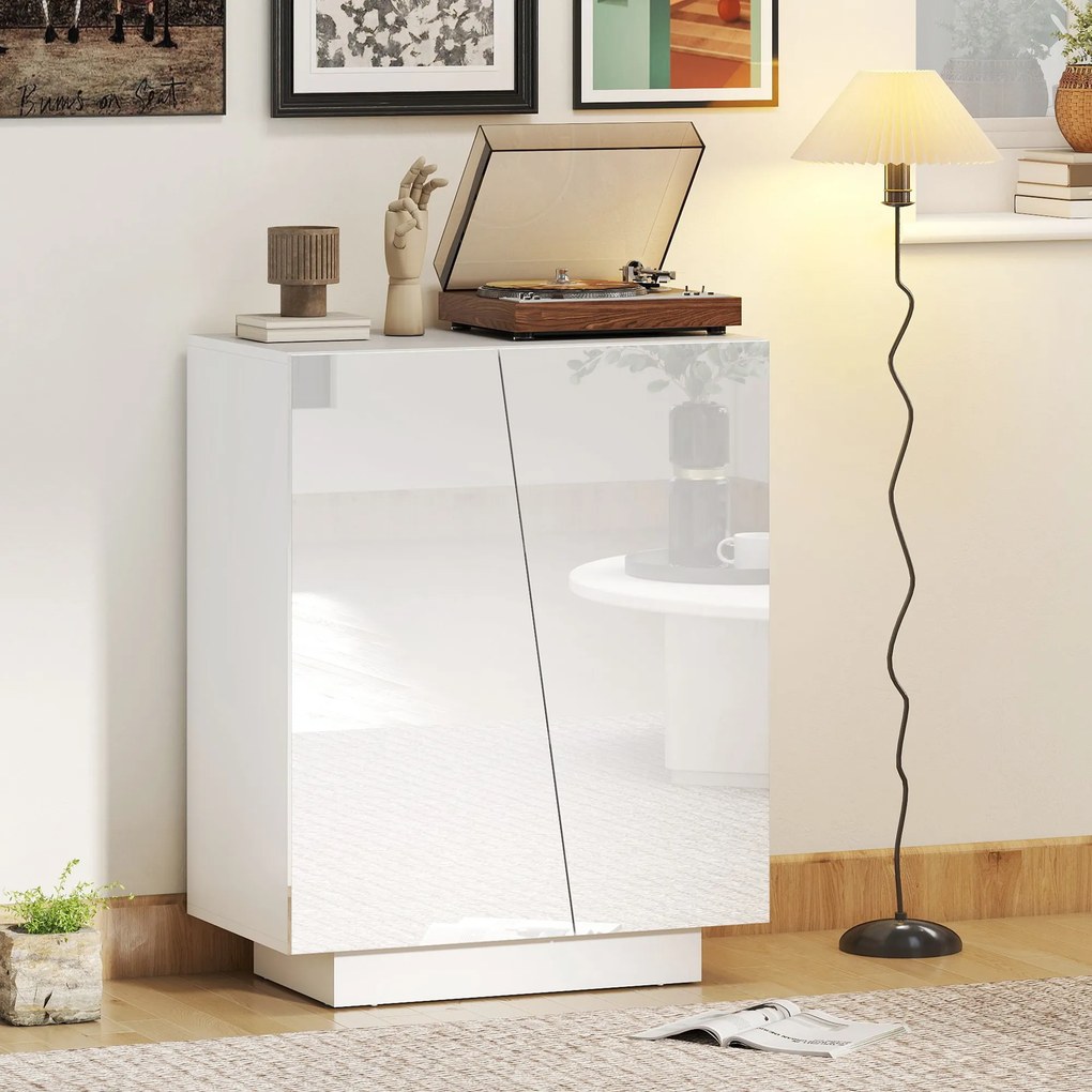 HOMCOM Dulap Multifuncțional cu 3 Nivele, Design Modern din PA Alb, Poliță Reglabilă, Bază Înălțată, 70x40x88 cm | Aosom Romania