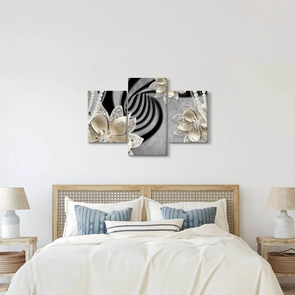 Tablou - 3D Flori aurii (90x60 cm)