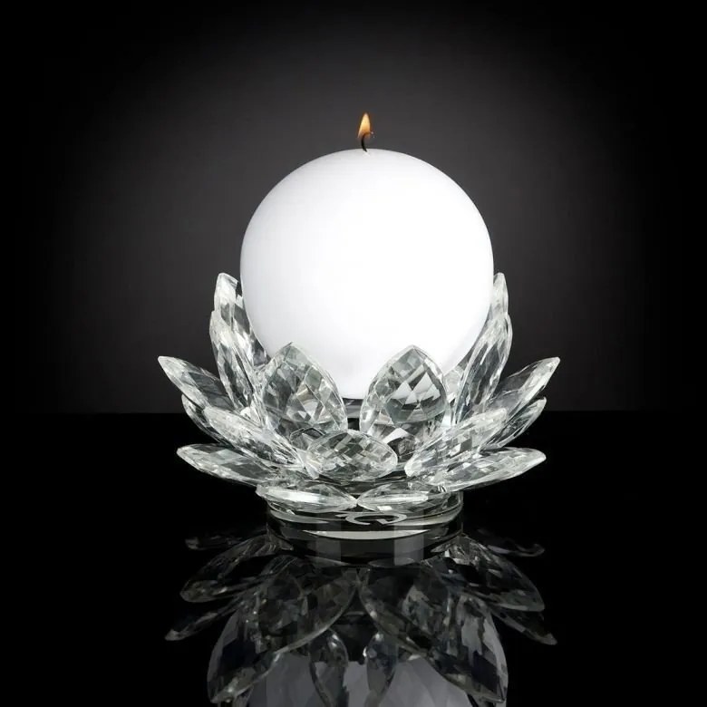 Suport pentru lumanare design LUX, realizat manual din sticla, LOTUS MEDIUM 20cm