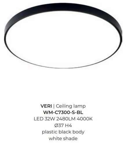 Plafoniera LED moderna design slim VERI 37cm, negru
