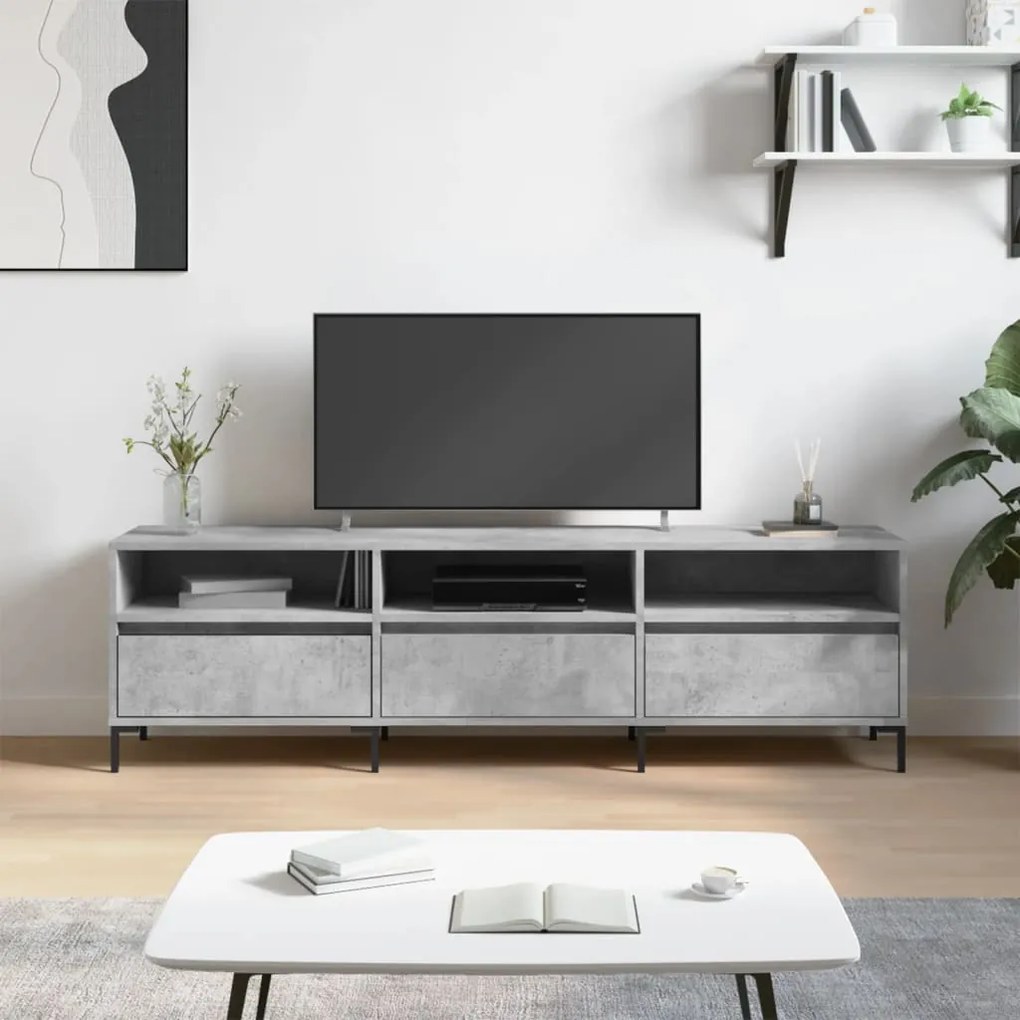 vidaXL Comodă TV, gri beton, 150x30x44,5 cm, lemn prelucrat