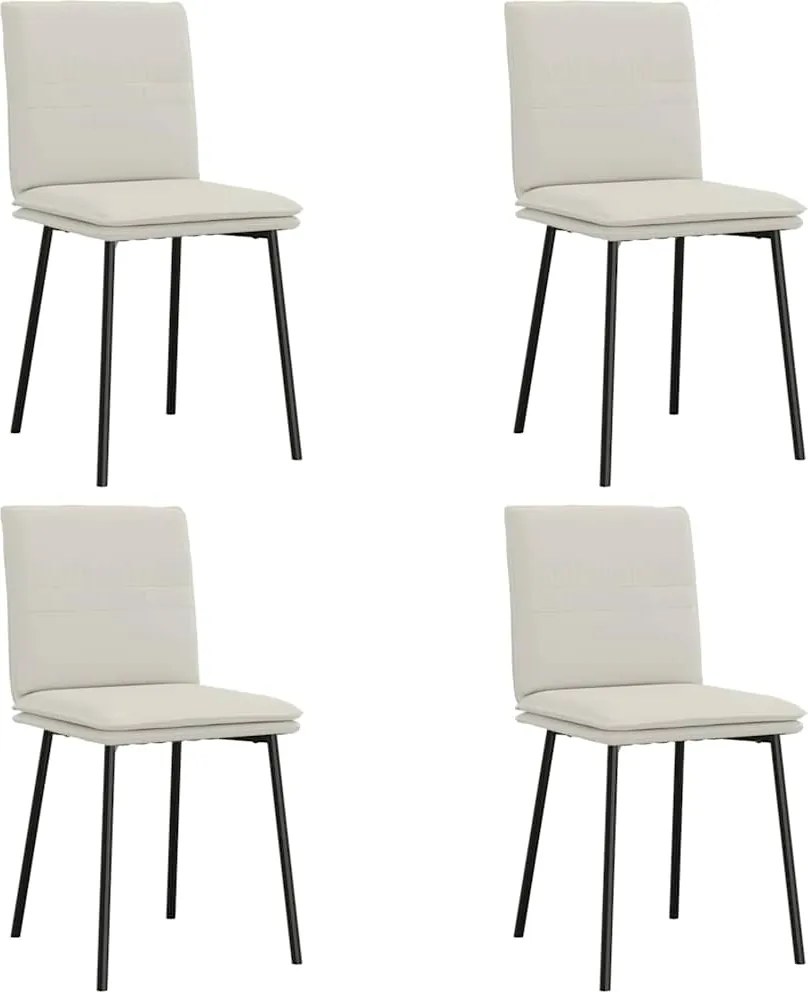vidaXL Scaune de bucătărie, 4 buc., crem, catifea
