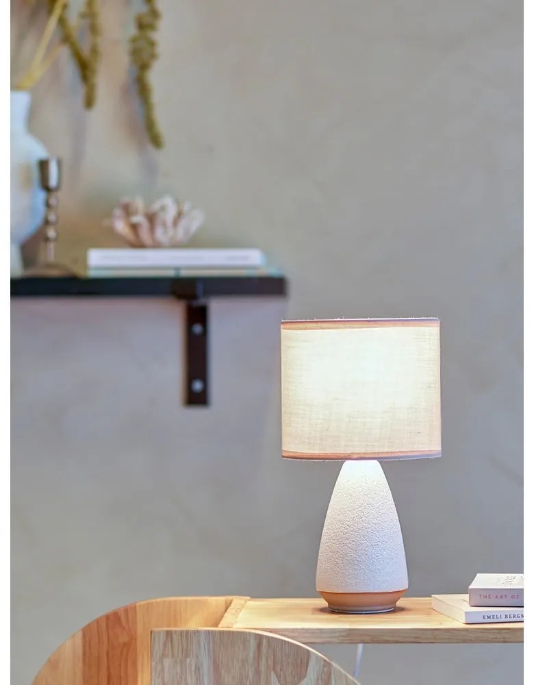 Veioză albă-bej cu abajur textil (înălțime 27,5 cm) Paprica – Bloomingville