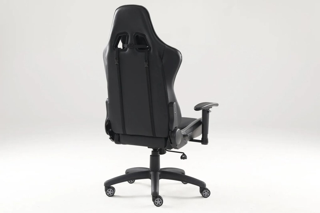 Scaun gaming GENATOR V9, piele perforată, recliner, Negru/Gri