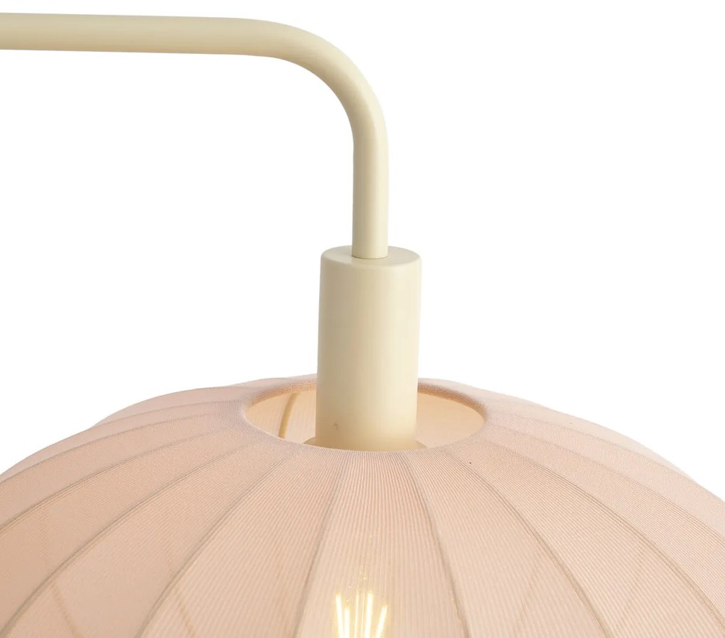 Lampă de podea Japandi bej cu abajur din țesătură crem - Bida