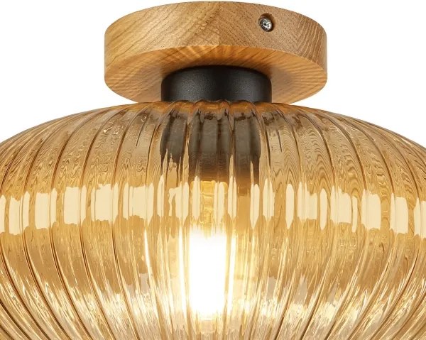Plafonieră MILOU WOOD 1xE27/15W/230V stejar/bej fumuriu, diam. 29 cm