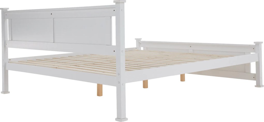 Pat cu lamele, lemn de pin/alb, 160x200, LUCAS NEW