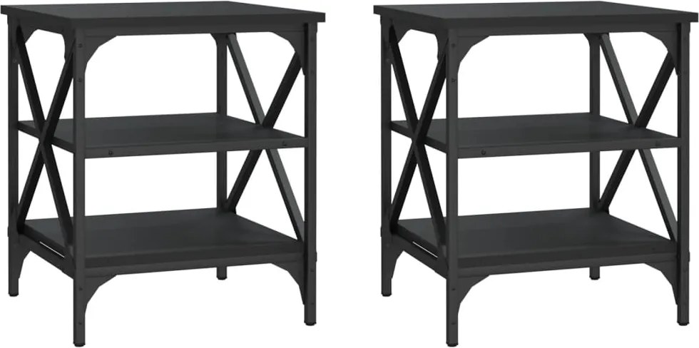 vidaXL Mese laterale, 2 buc., negru, 40x42x50 cm, lemn compozit
