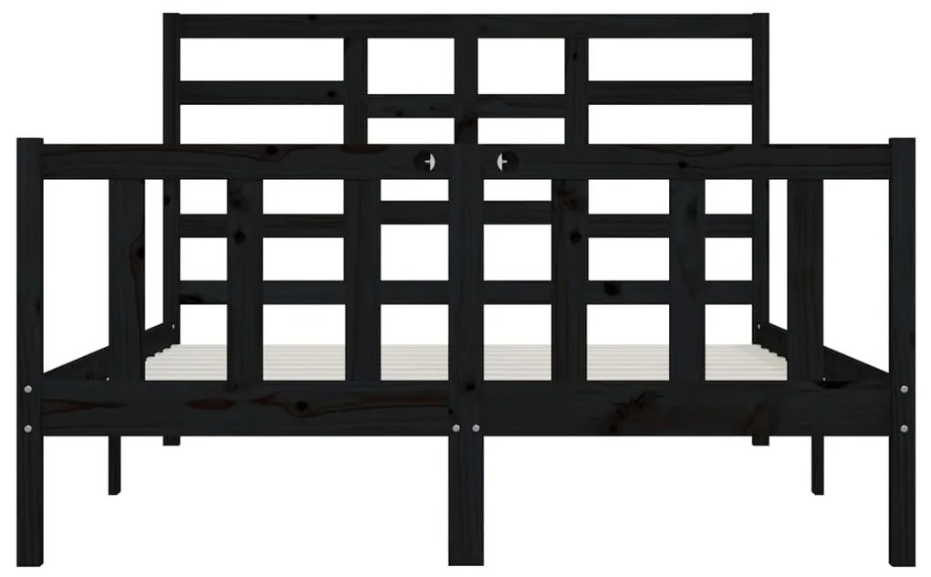 Cadru pat 5FT King Size, negru, 150x200 cm, lemn masiv Negru, 150 x 200 cm