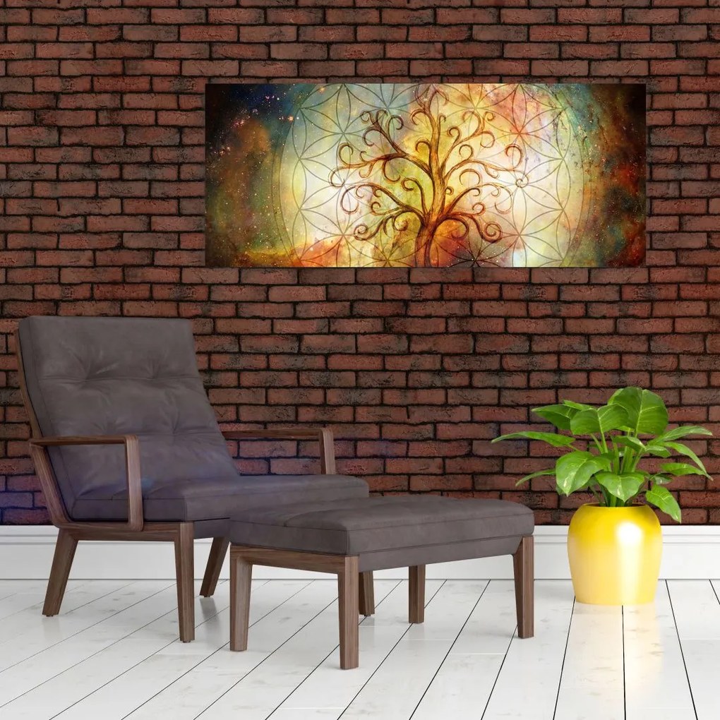 Tablou abstract cu copac (120x50 cm)