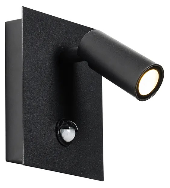 Lampă de perete exterioară neagră cu LED inclus IP54 senzor de mișcare - Simon