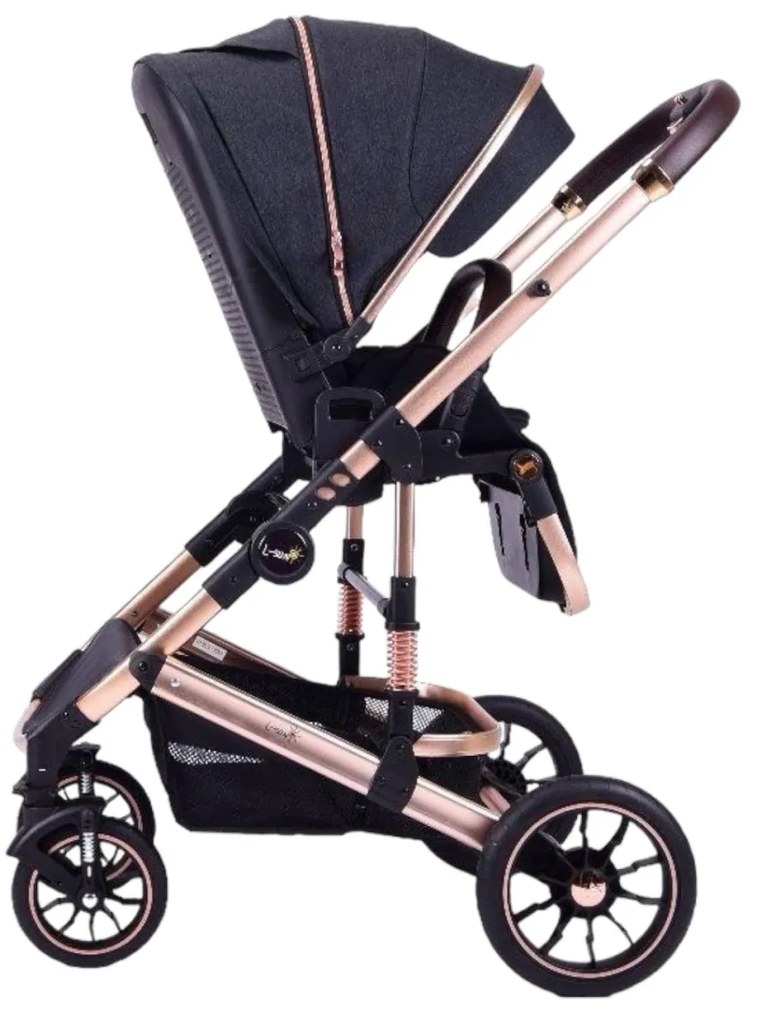 Carucior 2 in 1 reversibil si pliabil cu geanta inclusa, 0-36 luni, Negru - CPC-59-negru