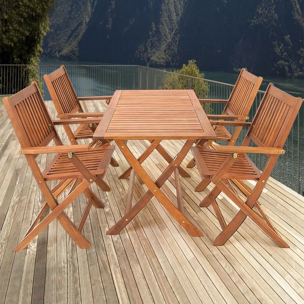 Casaria Set de mobilier SYDNEY, 5 piese, lemn natural