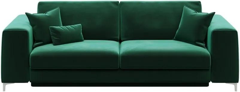 Canapea extensibilă din catifea devichy Rothe, 256 cm, verde închis