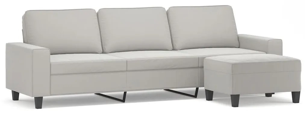 3153540 vidaXL Canapea cu 3 locuri și taburet, gri deschis, 210 cm, microfibră