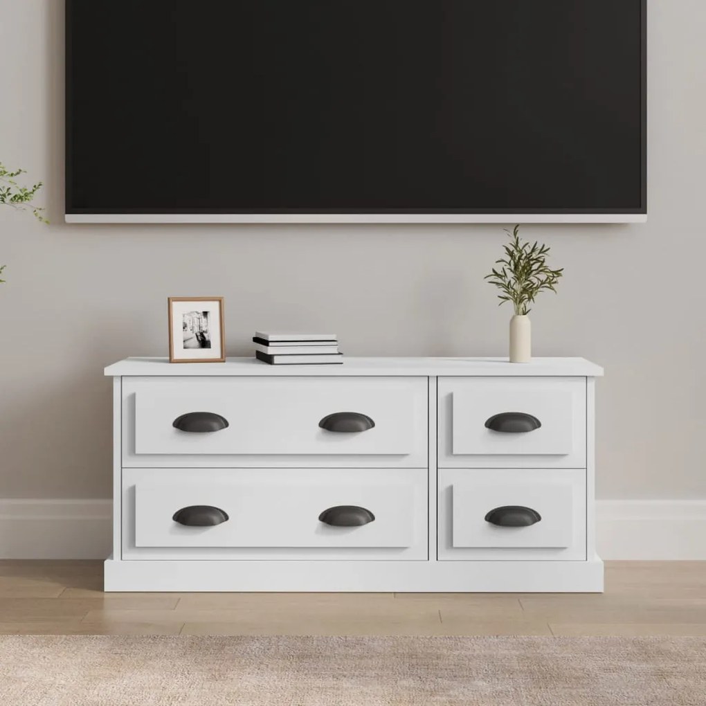 vidaXL Comodă TV, alb, 100x35,5x45 cm, lemn prelucrat
