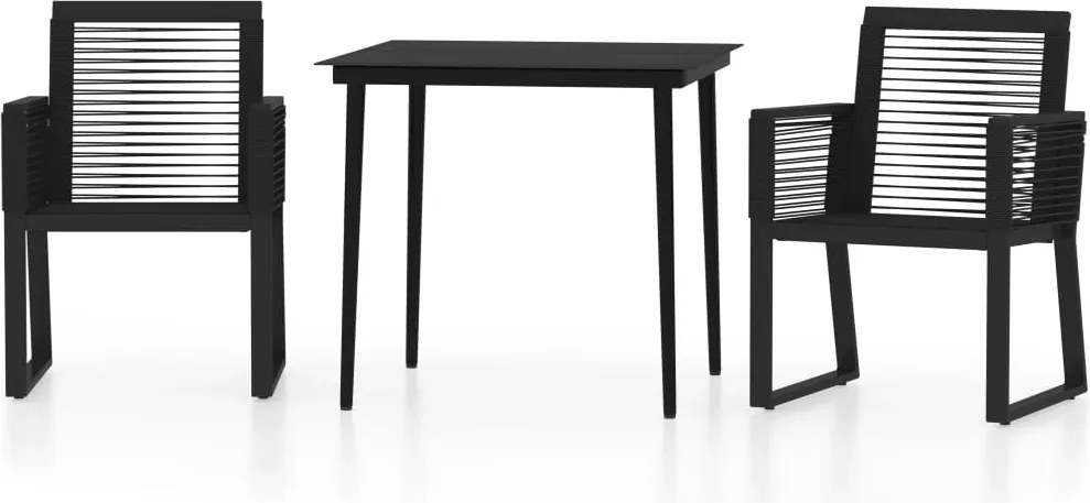 vidaXL Set de mobilier pentru grădină, 3 piese, negru