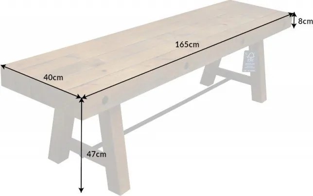 Banca design industrial vintage Finca 165cm Pin