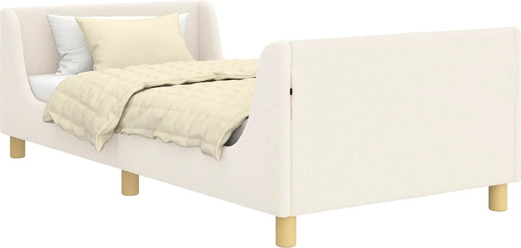 vidaXL Cadru de pat pentru copii cu spătar Crem 90 x 190 cm