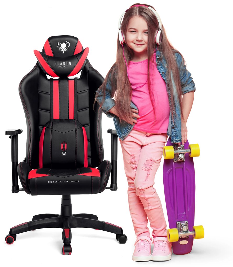 Scaun pentru copii Diablo X-Ray Kids Size: negru-roșu Diablochairs