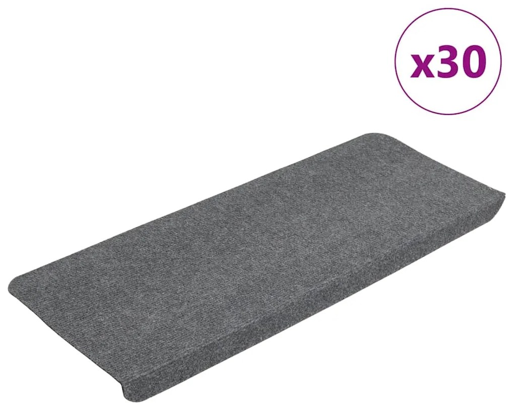 vidaXL Covorașe scară autoadezive 30 buc Gri 65x24,5x3,5 cm