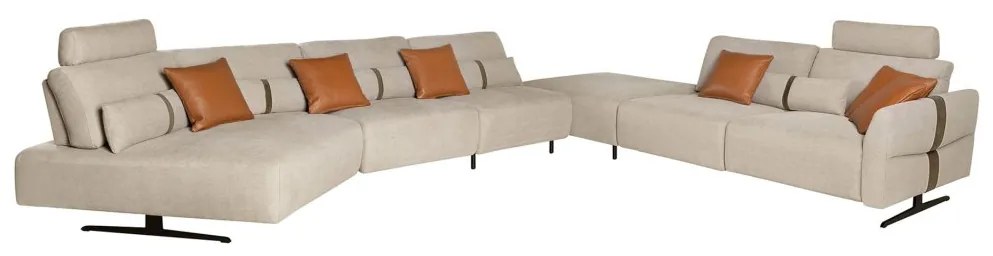 Coltar modular LUX design italian cu sezlong dreapta Velvet sand