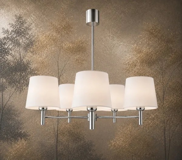 Brilagi - Lustru pe tijă MONTE 5xE27/60W/230V crem/crom lucios