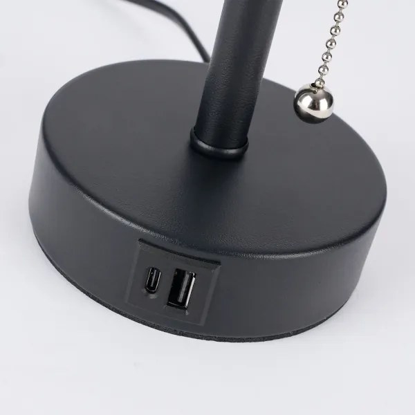 Brilagi - Lampă de birou TABLON cu port USB 1xE27/25W/230V negru/alb