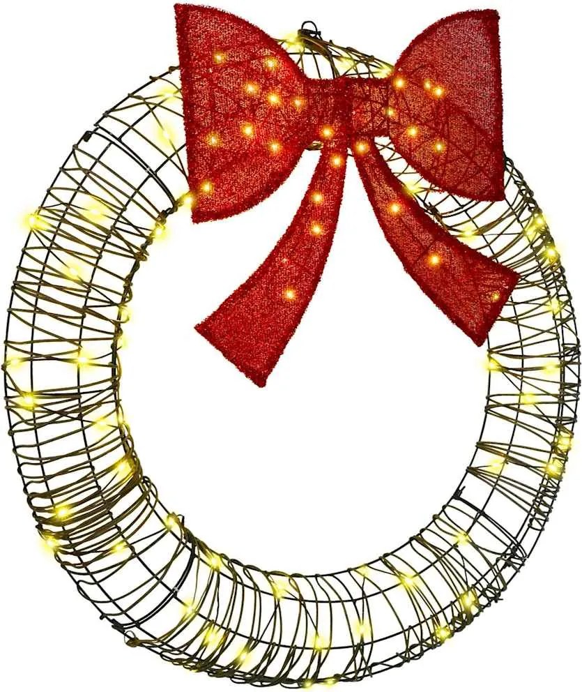 vidaXL Coroană cu 80 LED Alb cald 90 x 90 x 9 cm Ratan