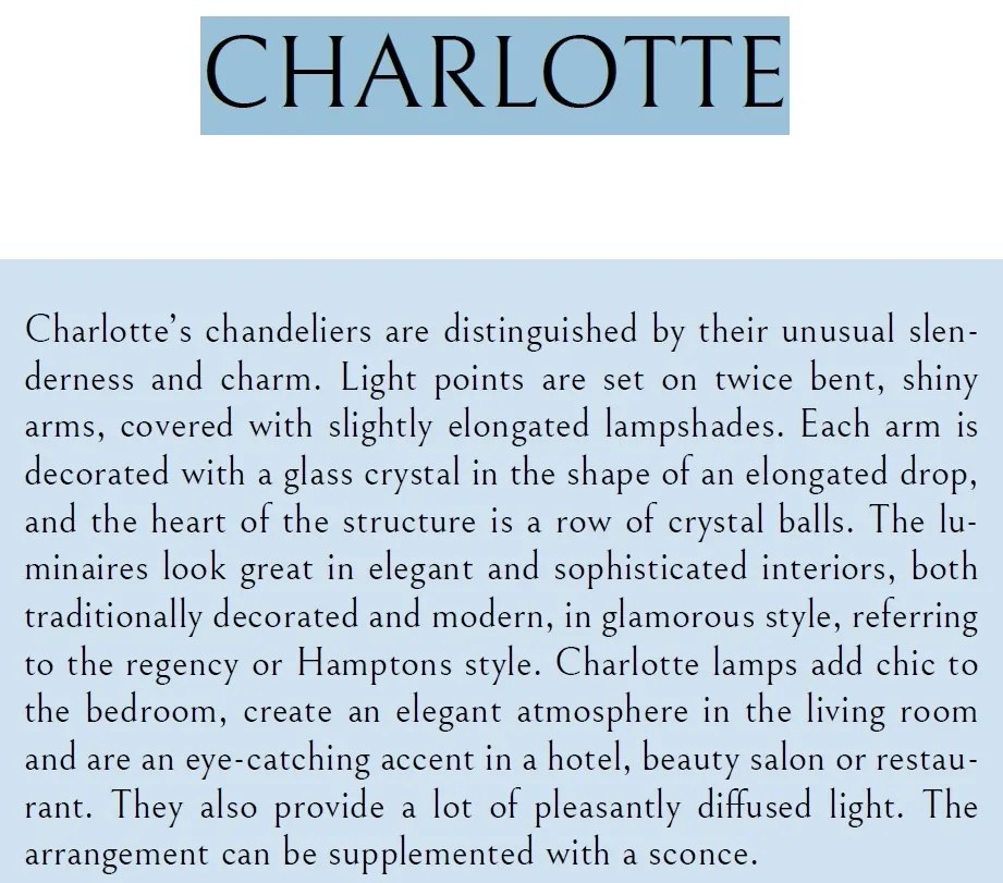 Aplica de perete Charlotte W0067 MX