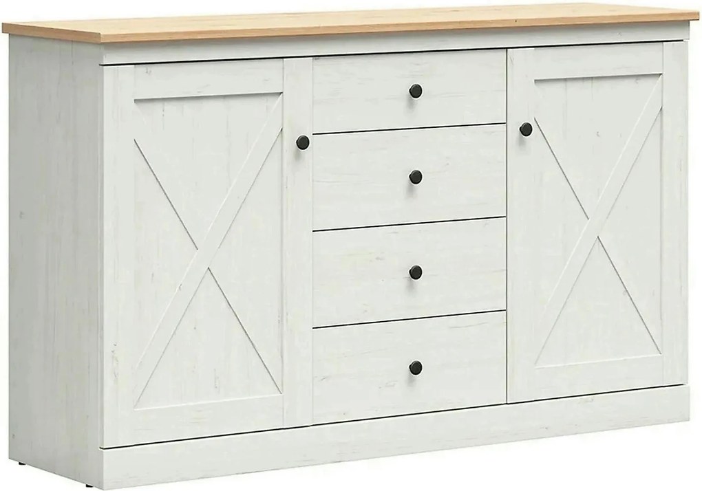 Comoda FRIJA, alb pin andersen/stejar artisan, PAL melaminat, 153x44x9