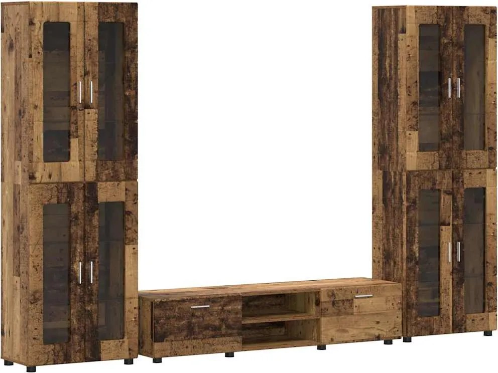 vidaXL Set comodă TV cu sertar cu raft FLORIN Lemn vechi Lemn compozit