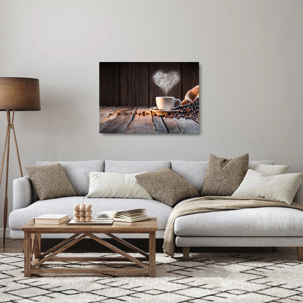 Tablou pe sticlă - Timp pentru cafea (70x50 cm)