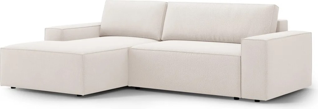 Coltar extensibil stanga 3 locuri cu lada depozitare, Jodie-78, Micadoni Home, 246x151x86 cm, tesatura structurata, bej deschis