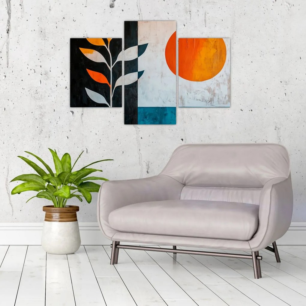 Tablou - Abstracție cu plantă și soare (90x60 cm)