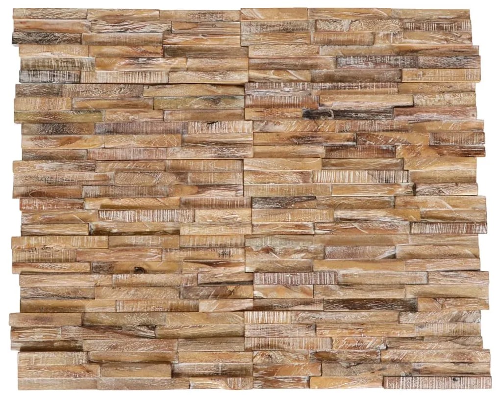 Panouri placare pereti 3D, 10 buc., 1,01 m , lemn masiv de tec 10, 56 x 18 x 2 cm