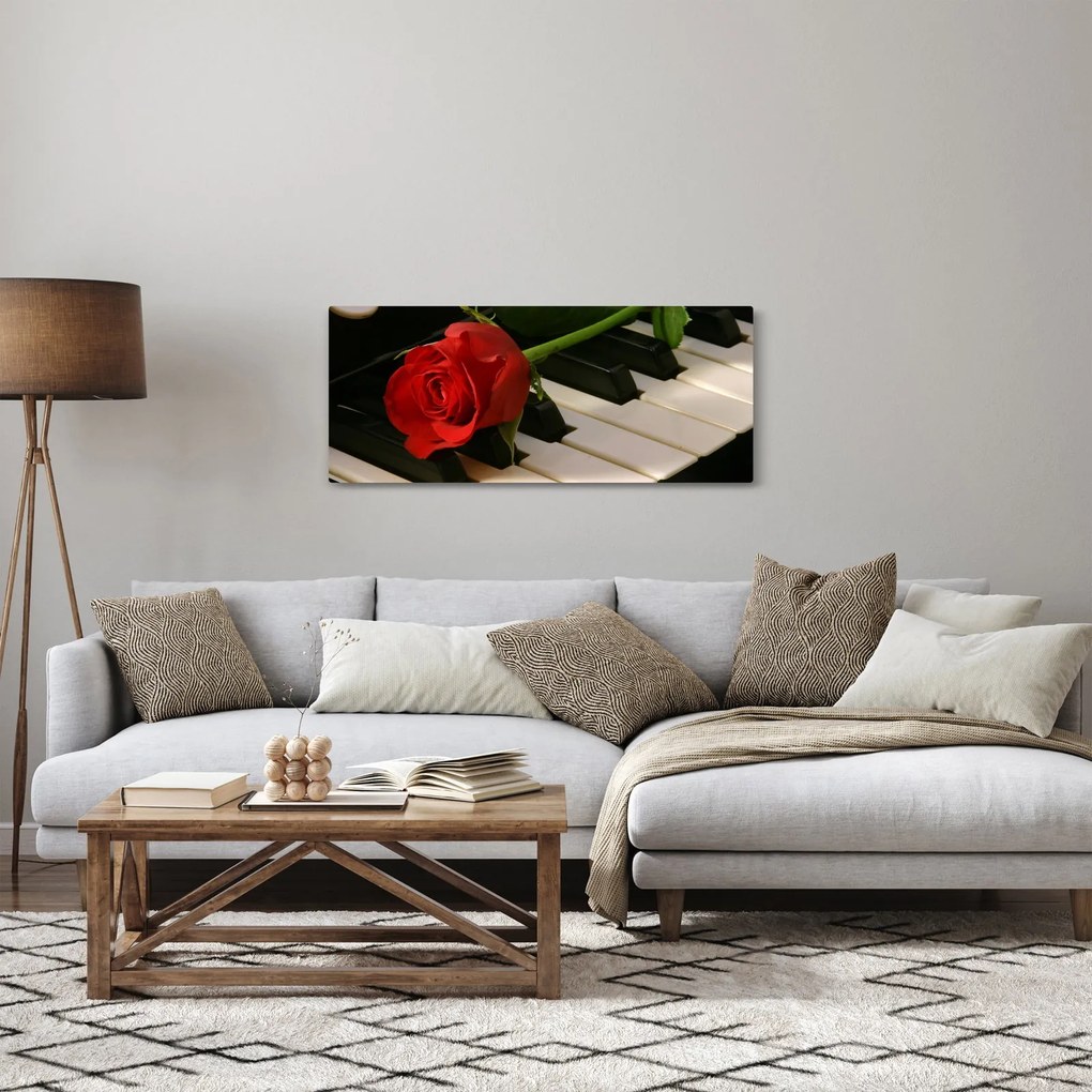 Tablou - Pian și trandafiri (120x50 cm)