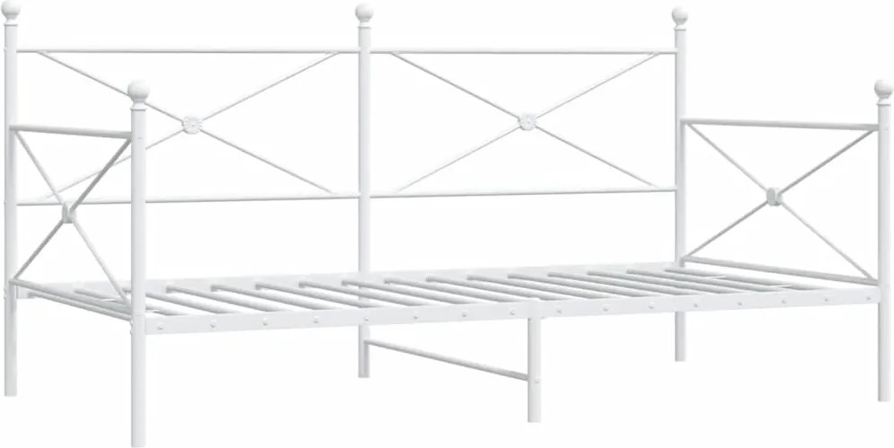 vidaXL Pat de zi fără saltea alb 100x190 cm oțel