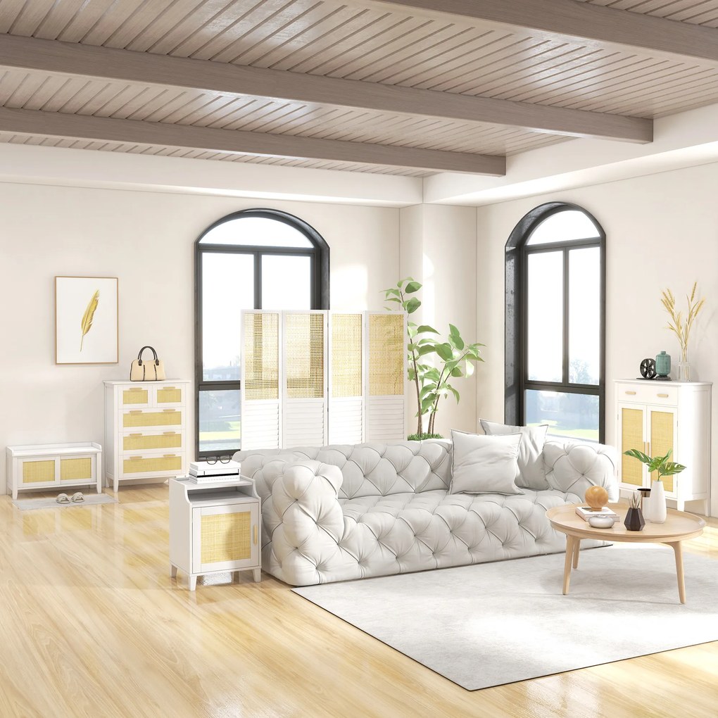 HOMCOM Mobilier pentru încălțăminte de depozitare cu 2 uși efect canelură sertar 80 x 35 x 110 cm alb | Aosom Romania