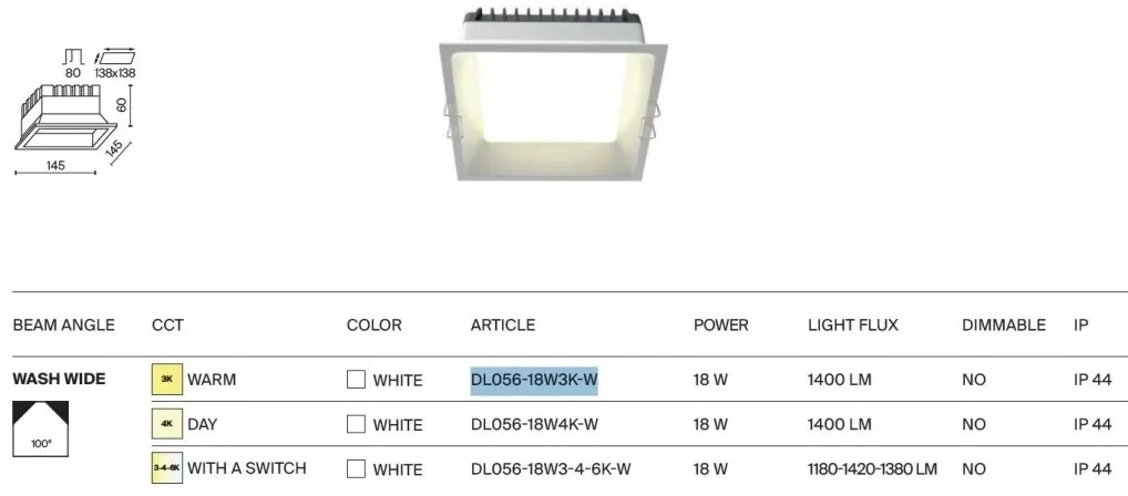Spot LED incastrabil protectie IP44 Okno 3000k