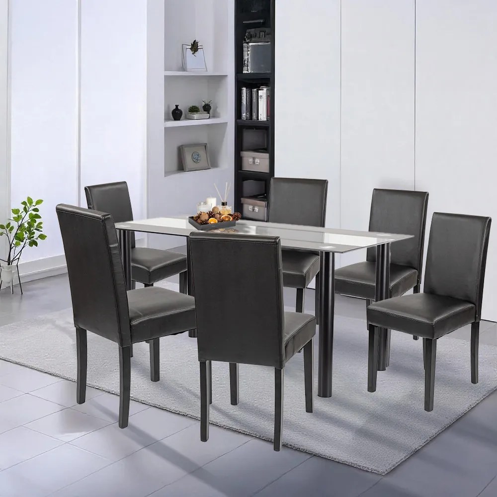 Set de masă Cadiz 6+1 negru-negru