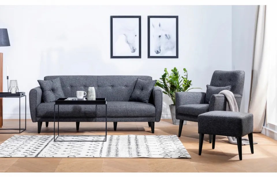Set Canapea Extensibilă si Fotoliu Aria - S, Antracit