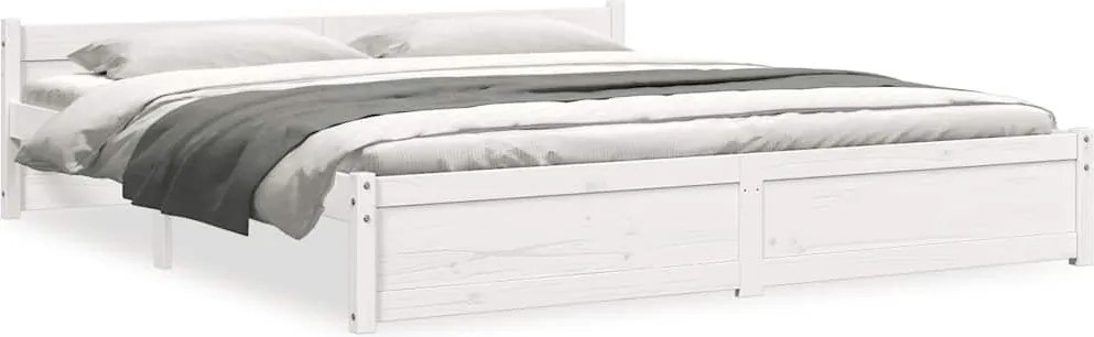 vidaXL Cadru de pat Super King, alb, 180x200 cm, lemn masiv