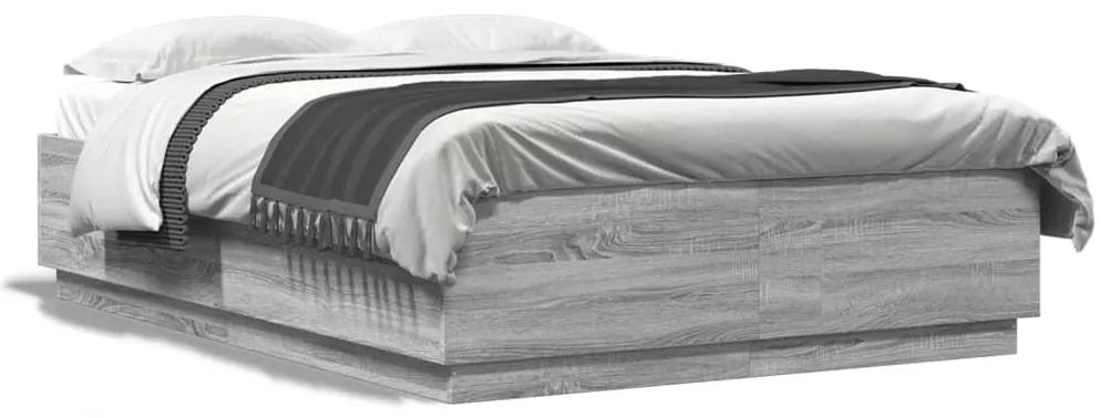 3209700 vidaXL Cadru de pat, gri sonoma, 150x200 cm, lemn prelucrat