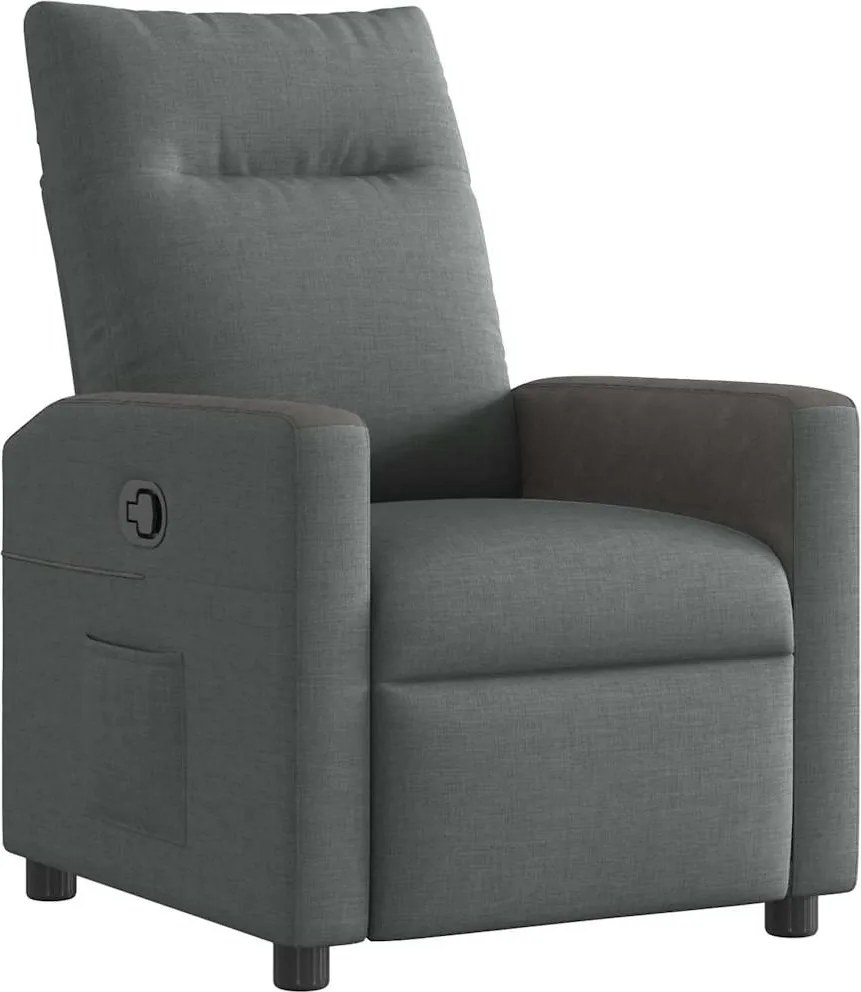 vidaXL Fotoliu rabatabil gri închis, material textil